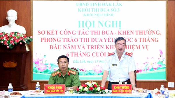 Khối thi đua số 3 tỉnh Đắk Lắk (Khối nội chính) tổ chức Hội nghị sơ kết công tác thi đua - khen thưởng và phong trào thi đua yêu nước 6 tháng đầu năm 2022.