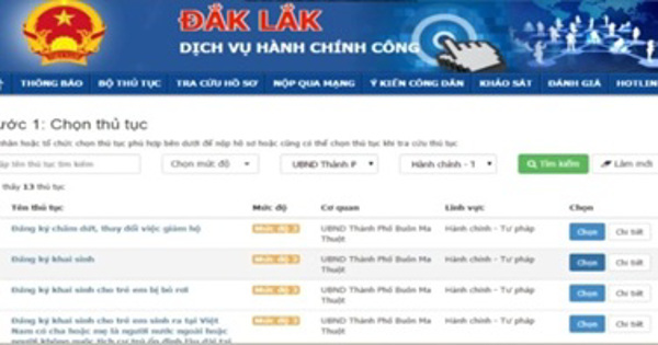 Công bố Hệ thống Dịch vụ hành chính công trực tuyến tích hợp Một Cửa điện tử liên thông của tỉnh Đắk Lắk