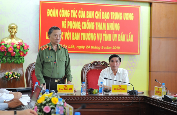 Ban Chỉ đạo Trung ương về phòng, chống tham nhũng làm việc tại tỉnh Đắk Lắk