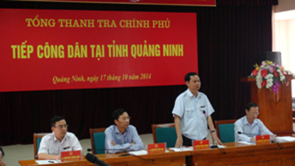Tổng Thanh tra Chính phủ tiếp dân định kỳ tháng 10/2014 tại Quảng Ninh