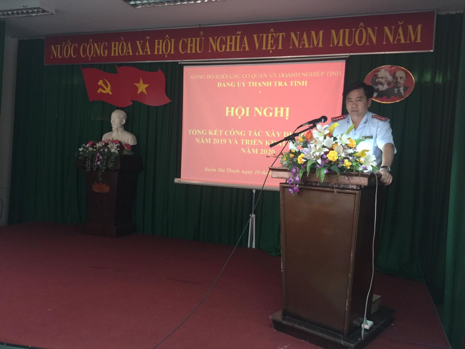 Đồng chí Nguyễn Minh Huấn – Bí thư Đảng Ủy – Chánh Thanh tra tỉnh phát biểu chỉ đạo